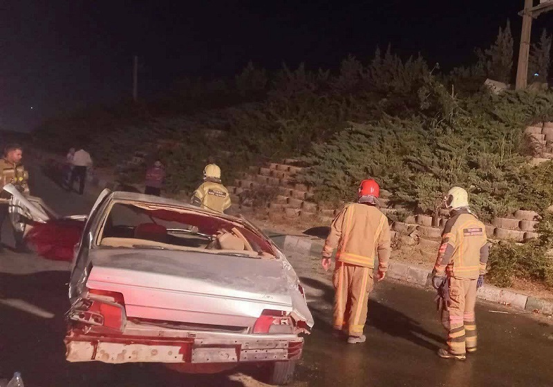 تصادف منجر به سقوط در بزرگراه شهید بابایی تهران